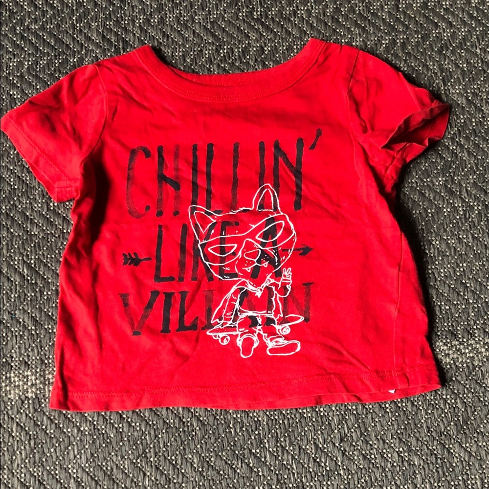 Joe Fresh Red Short Sleeve Graphic Tee - Cat Skateboard Print